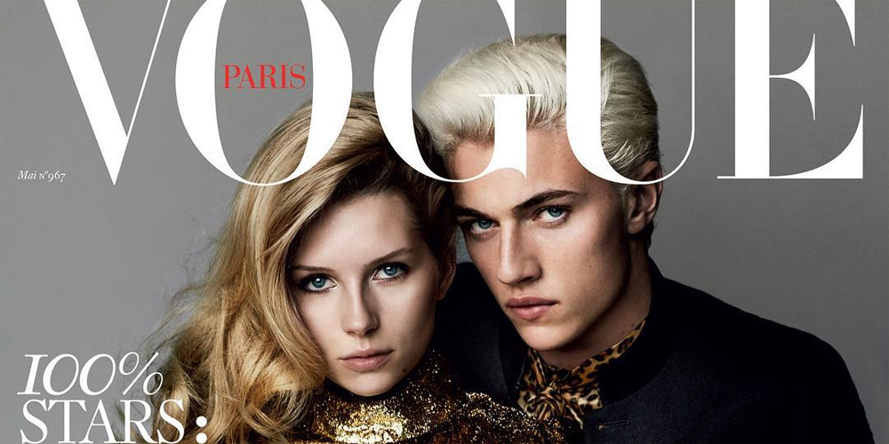 Lottie Moss and Lucky Blue Smith shine on the May 2016 cover of Vogue Paris...