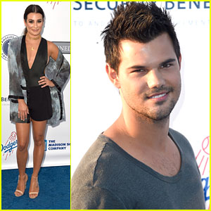 Lea Michele & Taylor Lautner Step Out For Los Angeles Dodgers Foundation Blue Diamond Gala
