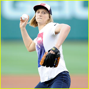 Olympic Swimmer Katie Ledecky Throws Out the First Pitch!