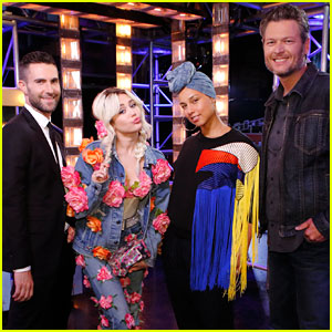 Miley Cyrus Sings with 'The Voice' Coaches - Watch Now!