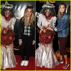 Ashley Tisdale Gets in Halloween Spirit at Haunted Hayride!