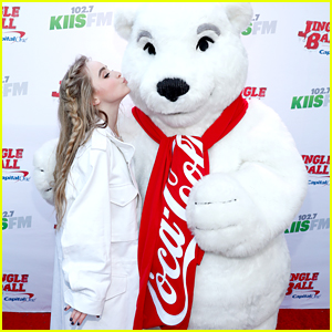 Sabrina Carpenter Kisses Coca-Cola Bear at Jingle Ball 2016!