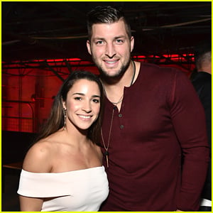 Aly Raisman Meets Up with Tim Tebow at Pre-Super Bowl Party!