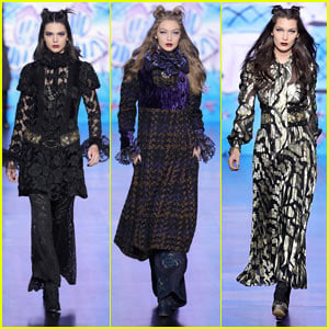 Kendall Jenner Joins Gigi & Bella Hadid on the Runway for Anna Sui's Fashion Show