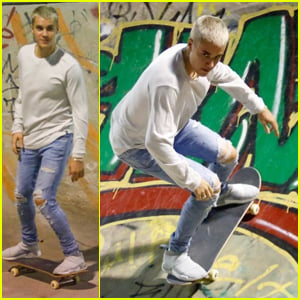 Justin Bieber is a Pretty Good Skateboarder!