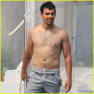 Joe Jonas Goes Shirtless While Hanging Out With Nick in Cannes