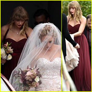 Taylor Swift Holds BFF Abigail Anderson's Dress at Her Wedding! (Photos)