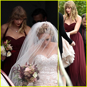 Taylor Swift Holds BFF Abigail Anderson’s Dress at Her Wedding! (Photos ...