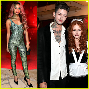 Riverdale's Madelaine Petsch & Vanessa Morgan Dress Up for Just Jared's Halloween Party!