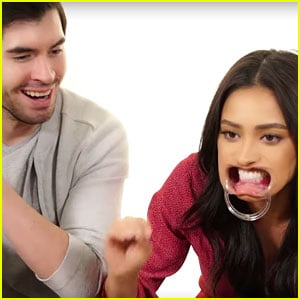 Shay Mitchell Hilariously Plays 'Speak Out' Challenge With German Garmendia (Video)