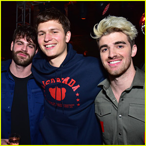 Ansel Elgort Joins The Chainsmokers at Their Pre-Grammys Party!
