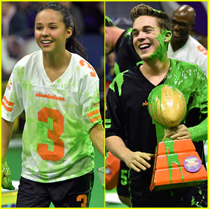 Breanna Yde & Ricardo Hurtado Get Covered In Slime at Nickelodeon's Super Bowl Experience