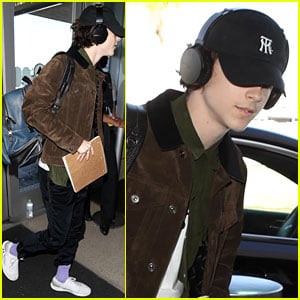 Timothee Chalamet Shows Off His Casual Cool Airport Style