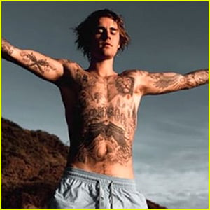 Justin Bieber Flaunts Completely Tattooed Chest in Shirtess Photos!