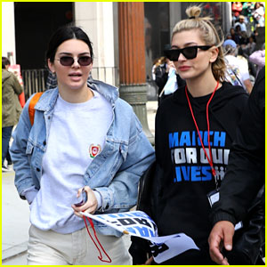 Kendall Jenner & Hailey Baldwin Attend March For Our Lives LA