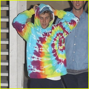Justin Bieber Wears a Tie-Dye Hoodie at His Weekly Church Service!