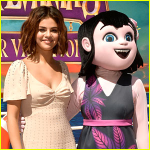 Selena Gomez Poses with 'Hotel Transylvania' Character at Photo Call