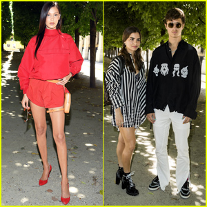 Bella Hadid & Ansel Elgort Look Fashionable at Louis Vuitton Show