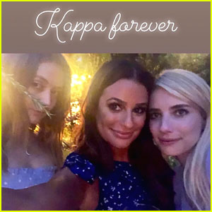 'Scream Queens' Emma Roberts & Billie Lourd Reunite with Lea Michele at Her Engagement Party