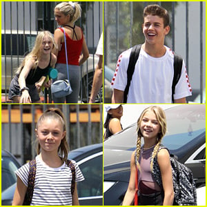 Young Pros Rylee Arnold, Brightyn Brems, & More Head To Studio For 'Dancing With The Stars Juniors' Rehearsals