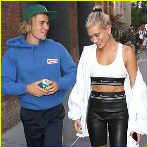 hailey baldwin and justin bieber are all smiles while justin shows