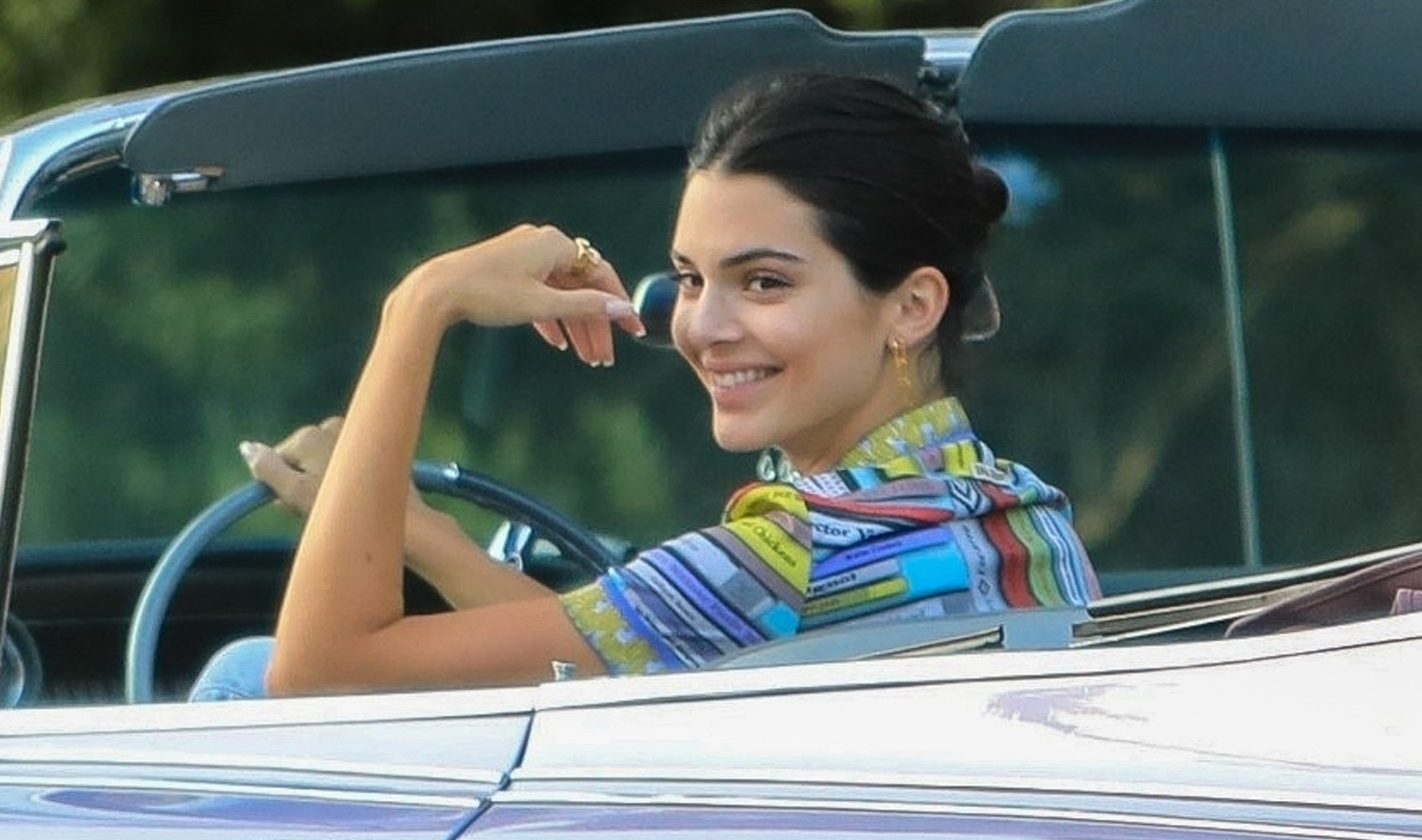Kendall Jenner Drives Off in Vintage Car After Dinner with Kourtney