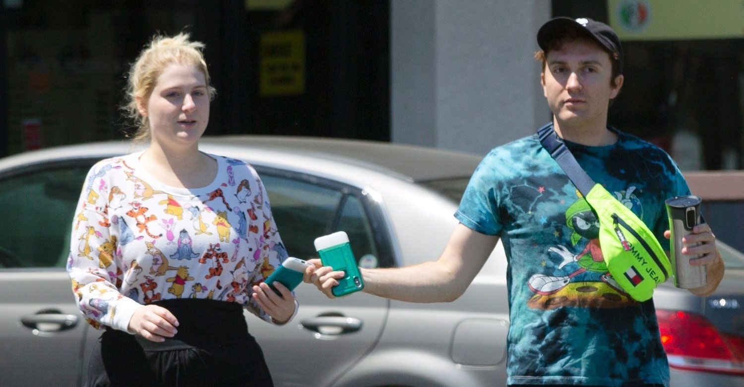 Meghan Trainor & Daryl Sabara Rock Cartoon-Print Shirts While Out