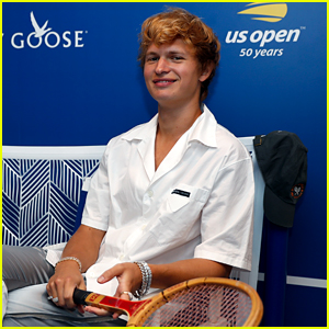 Newly Blonde Ansel Elgort Checks Out US Open Over The Weekend