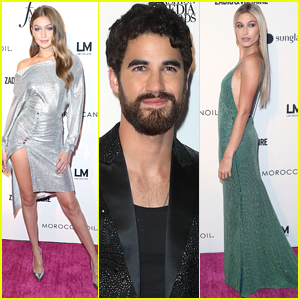 Host Darren Criss Joins Gigi Hadid & Hailey Baldwin at Fashion Media Awards!