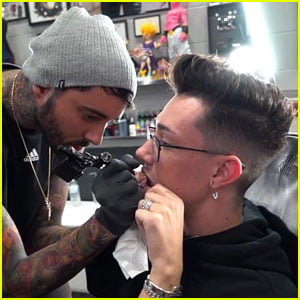 James Charles Gets His First Tattoo - On His Lip!