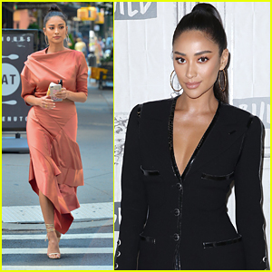 Shay Mitchell Stuns in Copper Dress While Promoting 'You' in NYC
