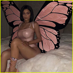 Kylie Jenner & Daughter Stormi Sport Matching Pink Butterfly Costumes for Halloween!