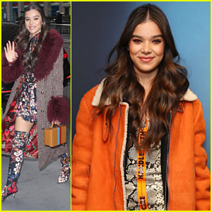 Hailee Steinfeld Wears Floral Boots With Floral Dress To Promote 'Bumblebee' in NYC