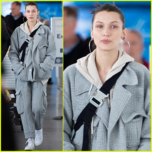 Model Bella Hadid is seen at Charles-de-Gaulle airport on June 2