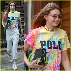 Gigi Hadid in New York City carrying her Polo Ralph Lauren