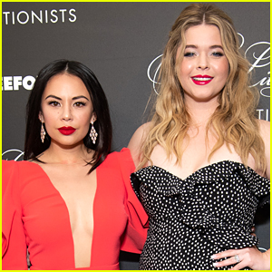 Sasha Pieterse & Janel Parrish Have Mini-Photo Shoot With 'The Perfectionists' Billboard in Times Square