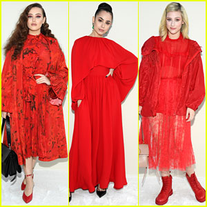 Katherine Langford, Sofia Carson, & Lili Reinhart Wow In Red at Valentino Fashion Show