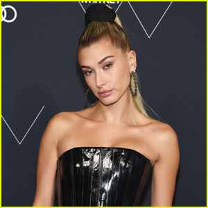 Hailey Baldwin shows off her legs wearing a Toronto Maple Leafs