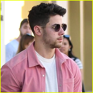 Nick Jonas Looks Handsome in Pink While Shopping in Beverly Hills