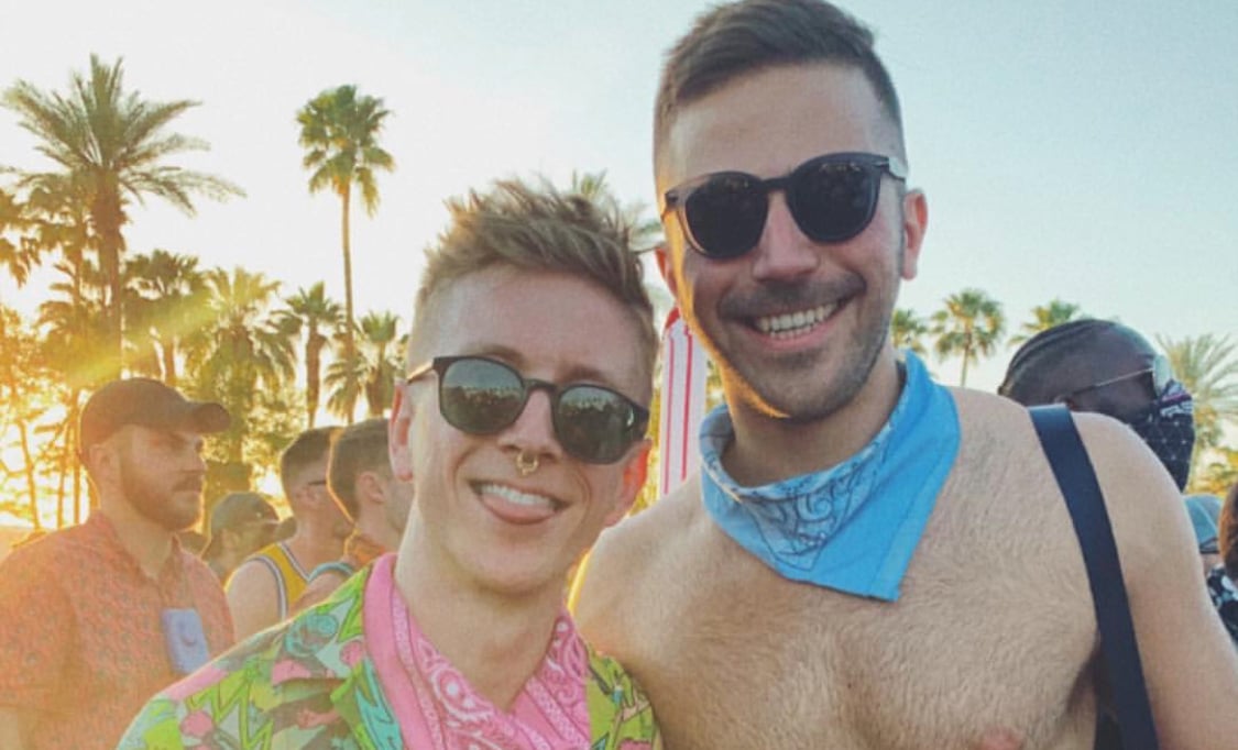 Tyler Oakley & Boyfriend Anthony Russo Share Great Photos Weekend! | 2019 Coachella Music Festival, Anthony Russo, coachella, Shirtless, Tyler Oakley Just Jared Jr.