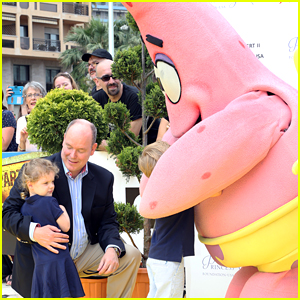 Princess Gabriella of Monaco Gets Shy While Meeting Spongebob & Patrick at Monte Carlo TV Festival