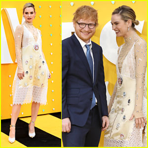 Lily James Gets A Little Giddy Around Ed Sheeran at 'Yesterday' Premiere in London