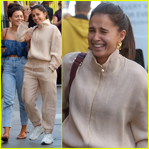 Naomi Scott Shares a Laugh with a Friend in London!