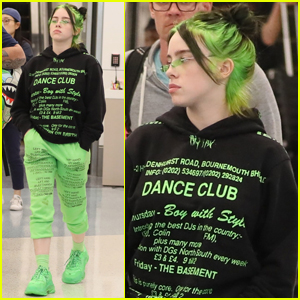 Billie Eilish Matches Neon Green Hair with Her Outfit! | Billie Eilish ...