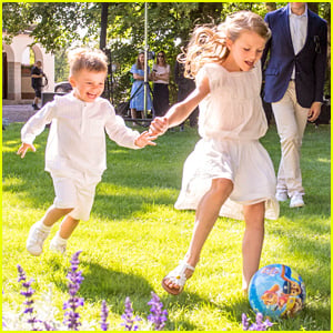 Princess Estelle Plays Soccer With Brother, Prince Oscar, at Princess Victoria's Birthday Celebration