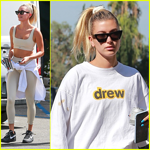 Hailey Bieber Heads To Yoga While Husband Justin Rides His Motorcycle in LA