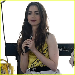 Lily Collins Hangs Out on 'Emily in Paris' Set in France
