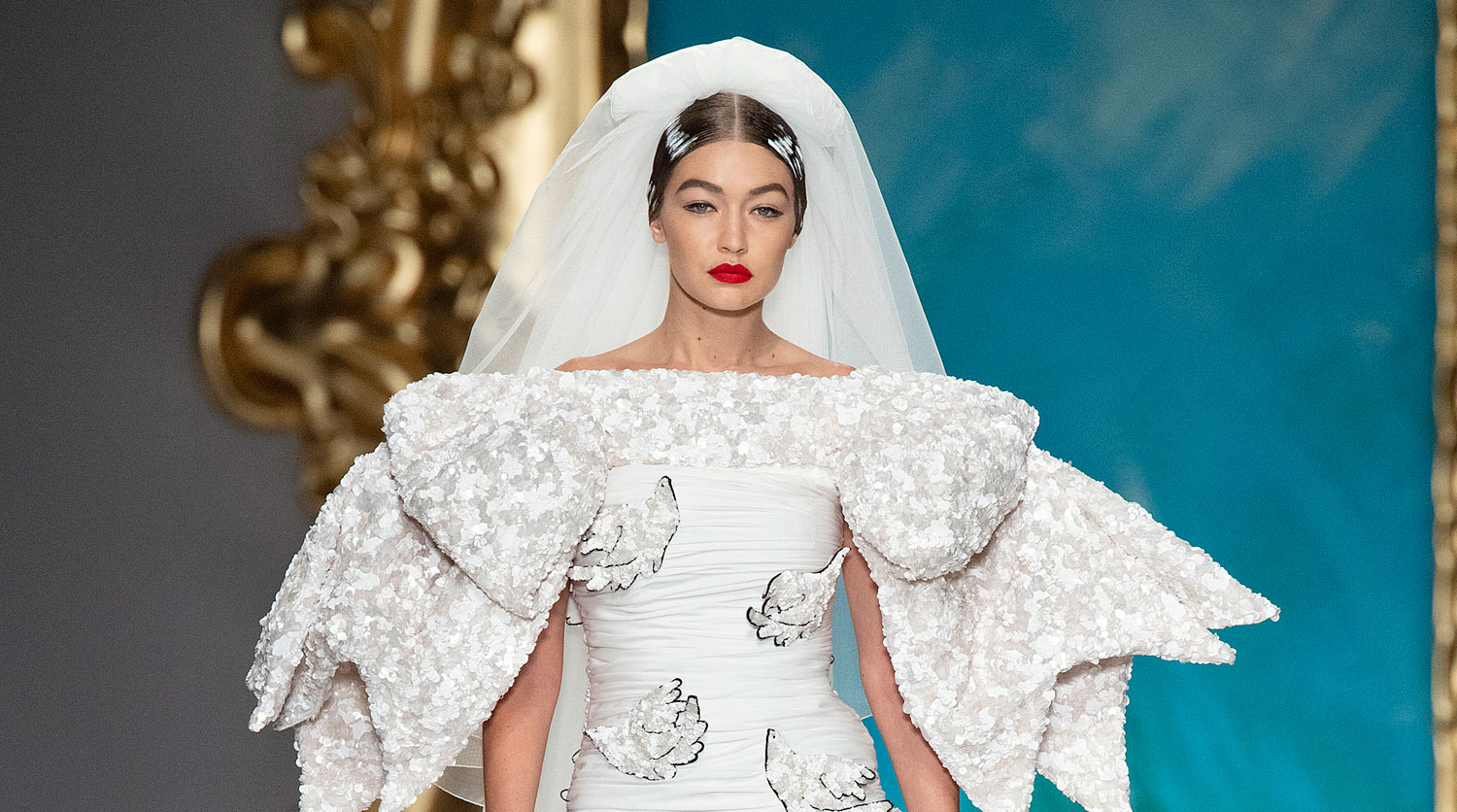 Gigi Hadid Rocks A Wedding Dress During Moschino Show Bella Hadid