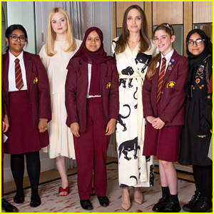 Elle Fanning & Her 'Maleficent' Co-Star Angelina Jolie Chat With Students at London School