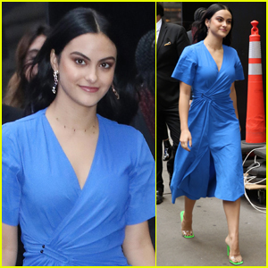 Camila Mendes Goes Pretty in Blue for Day of Press in NYC